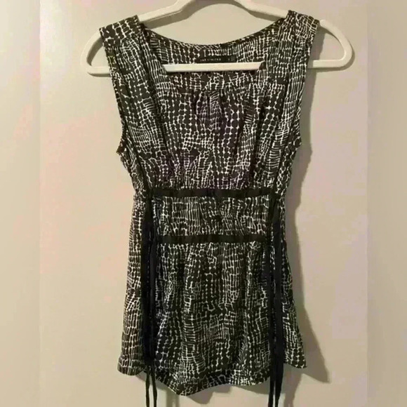 The Limited Tops - The Limited Womens Black Cream Print Sleeveless ‎ Top Blouse 100% Silk